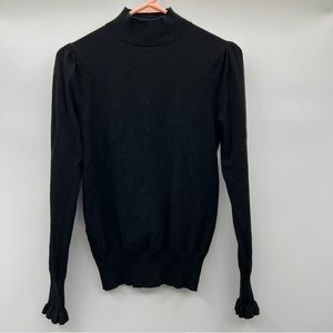 Chelsea and violet black ruffled sleeve sweater ladies size S.